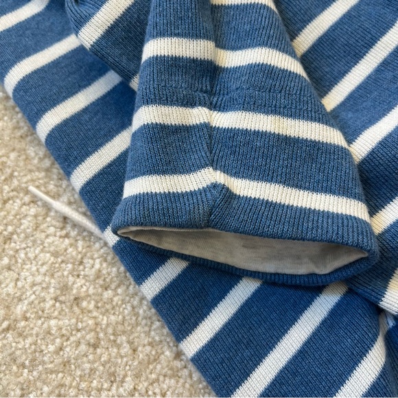 LL Bean Sweater Womens Large Petite Blue White Stripes Hood Cardigan Zip Knit - Picture 9 of 9